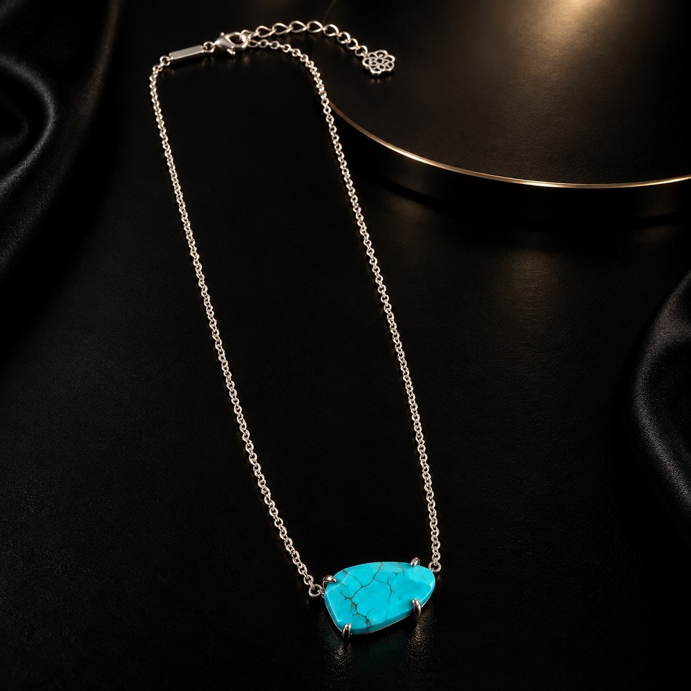 Kendra Scott Isla Necklace Turquoise Magnesite Silver Tone Retired Adjustable